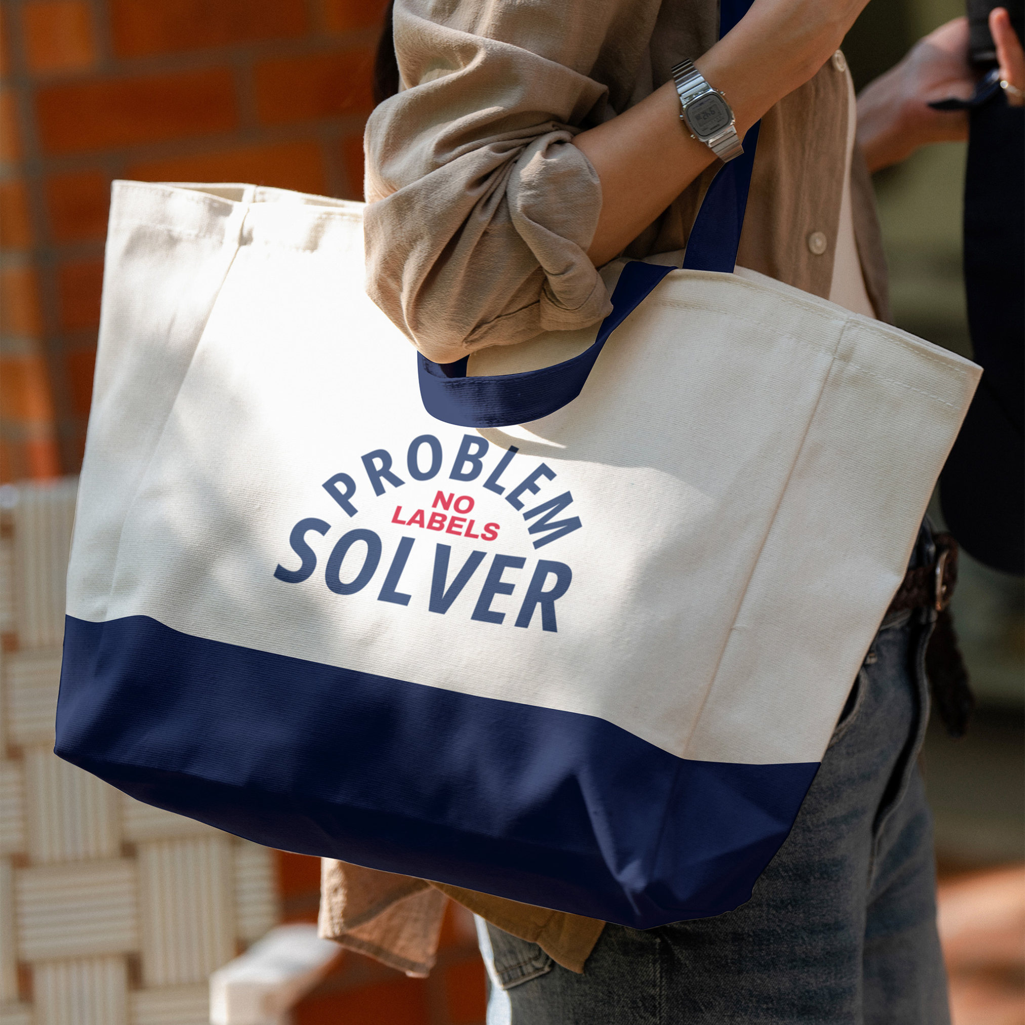 Problem Solver Canvas Tote Bag  with Zippered Pocket